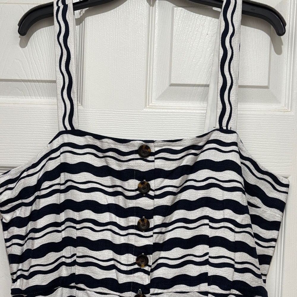 Ann Taylor Black and White Wavy Stripe Midi Dress - Picture 3 of 6